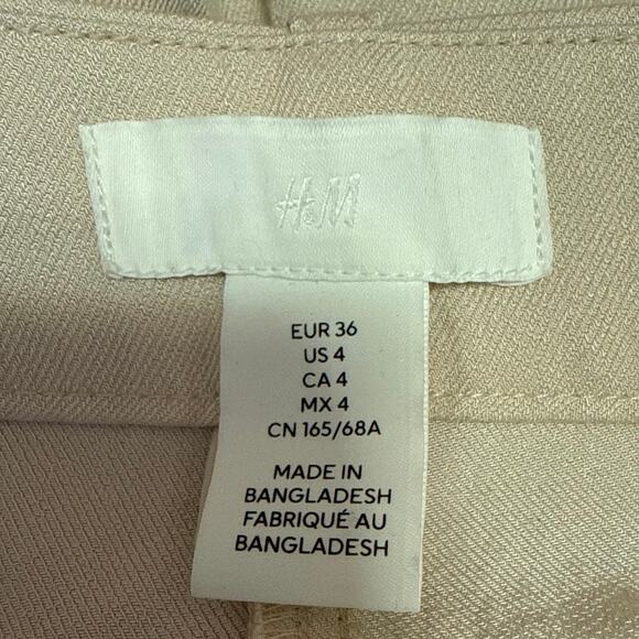 H&M Women's Beige Khaki Chino Loose Fit Straight Trouser Dress Pants Size 4 - Picture 4 of 5